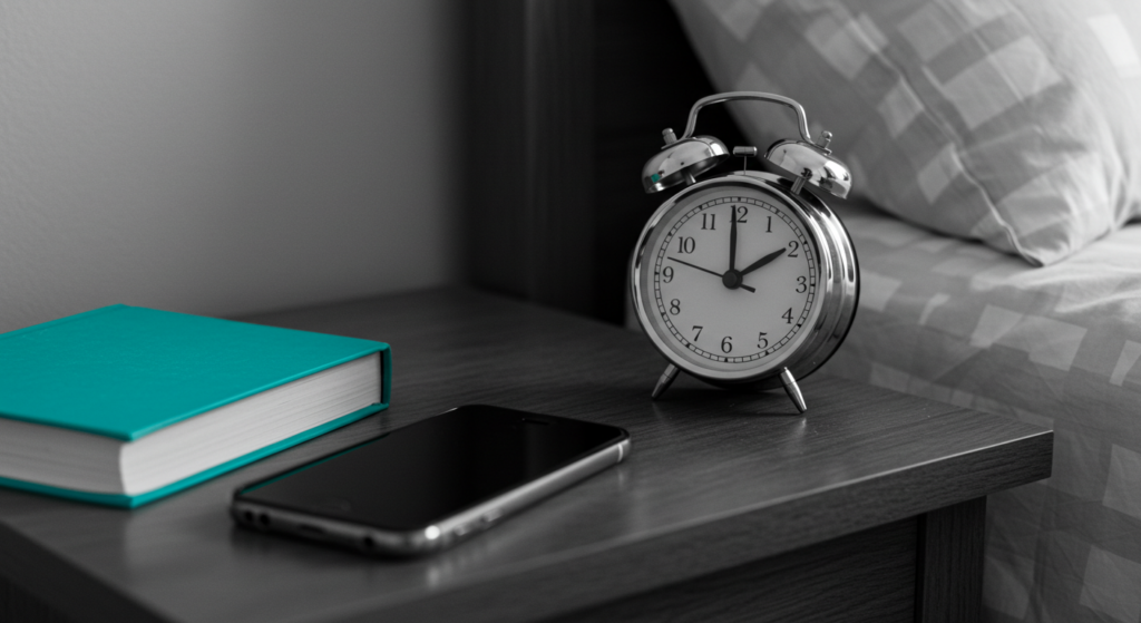 An alarm clock, a planner and a phone. How to be an organized manager.