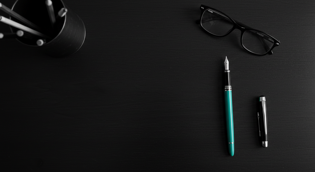 A desk with glasses, pen and cup. how to be a leader without experience.