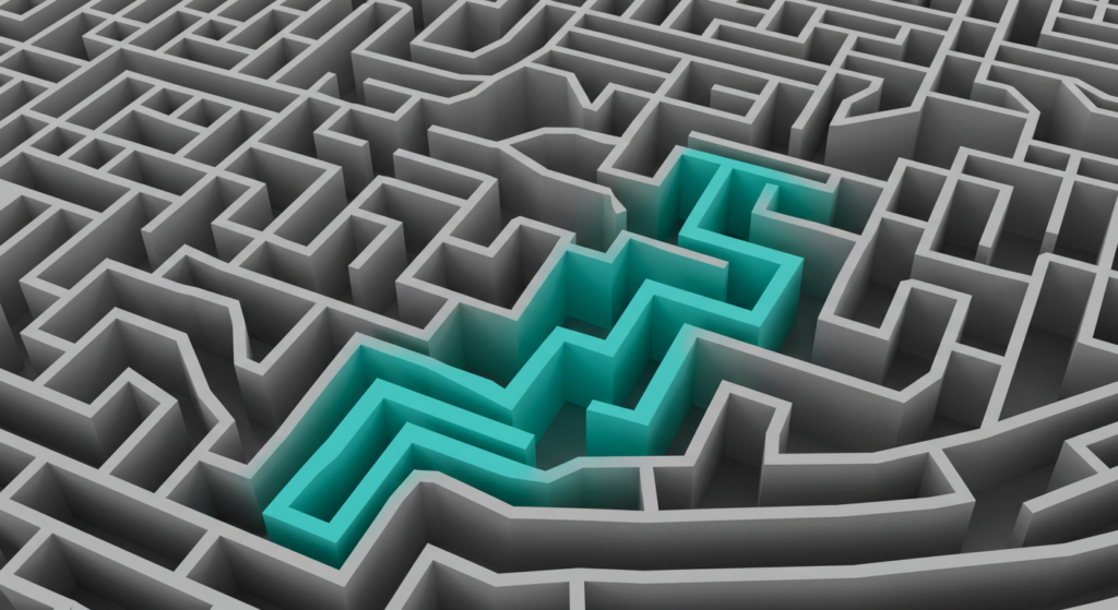 a maze with a path being forged. develop a vision for your team.
